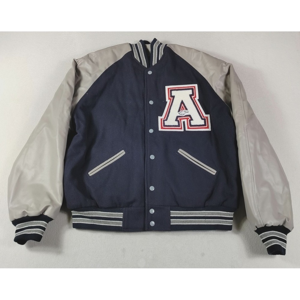 Balfour Jacket Mens Large Blue Gray Allen HS Texas Varsity Wool Letterman Snaps